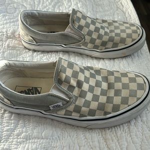 Vans gray checker slip on